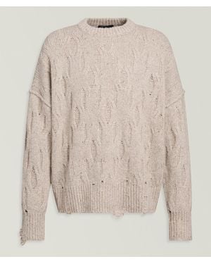 Represent Distressed Knit Wool-Blend Sweater - Natural