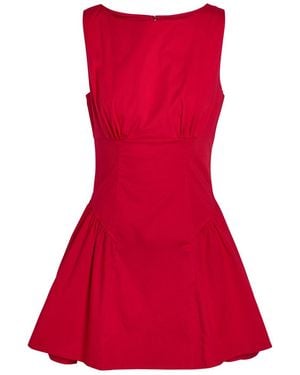 STAUD Gwen Stretch-Cotton Poplin Mini Dress - Red