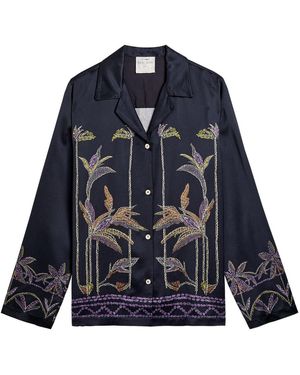 forte_forte Printed Satin Shirt - Blue