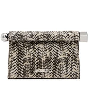 Jacquemus La Petite Pochette Rond Python-Effect Leather Clutch - Grey