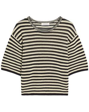 Anine Bing Theo Striped Cotton-Blend T-Shirt - Black