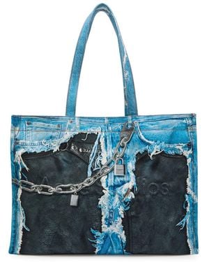 Acne Studios Printed Denim Tote Bag - Blue