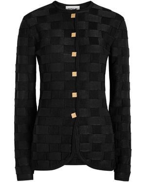 TOVE Uma Checked Knit Cardigan - Black