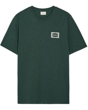 Les Deux Italian Logo-Print Cotton T-Shirt - Green