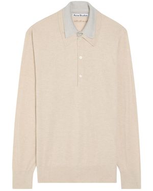 Acne Studios Layered-Effect Silk And Wool-Blend Polo Top - Natural