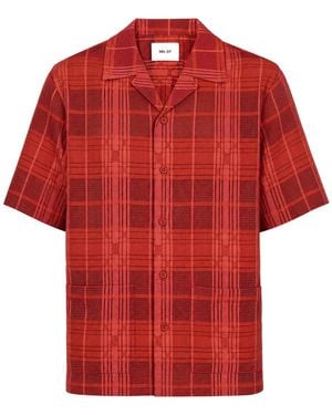 NN07 Ben Checked-Jacquard Woven Shirt - Red