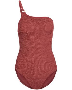 Hunza G Clara One-Shoulder Crinkle Swimsuit - Red