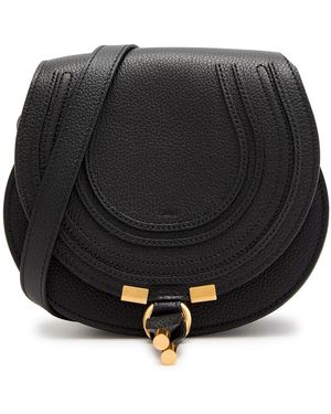 Chloé Marcie Small Grained Leather Saddle Bag - Black