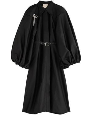 LOVEBIRDS Belted Taffeta Midi Dress - Black