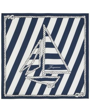 Jacquemus Le Foulard Bateau Corde Printed Silk Scarf - Blue
