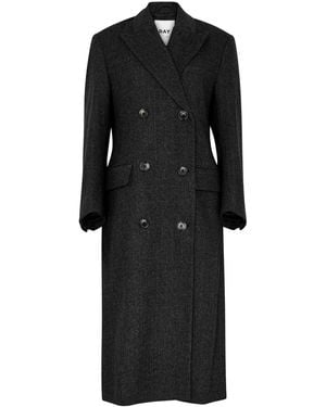 Day Birger et Mikkelsen Bert Double-breasted Herringbone Wool Coat - Black