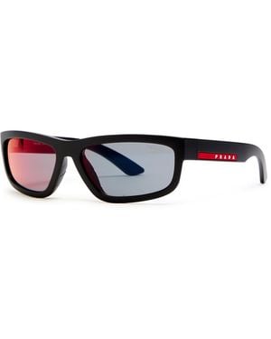 Prada Linea Rossa Rectangle-Frame Sunglasses - Black