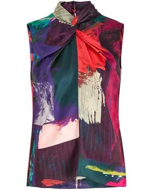 ROKSANDA Ava Printed Silk-Satin Top - Red