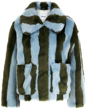 Jakke Striped Faux Fur Coat - Green