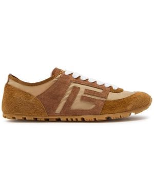 Balmain Racer 45 Suede And Nylon Trainers - Brown