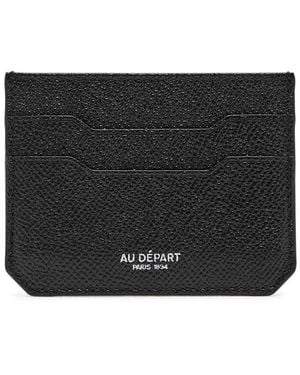 AU DEPART Patterned Leather Card Holder - Black