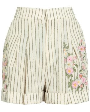 Agua Bendita Rommy Embroidered Cotton-Blend Shorts - Natural