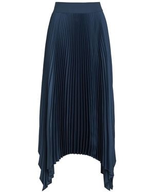 JOSEPH Ade Plissé Satin Midi Skirt - Blue