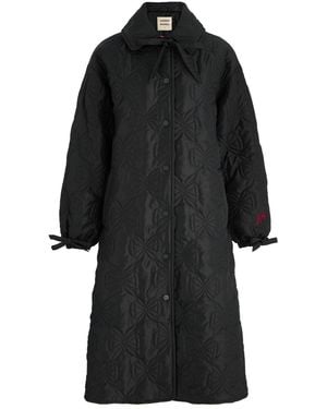 Damson Madder Aubery Bow-Quilted Shell Coat - Black