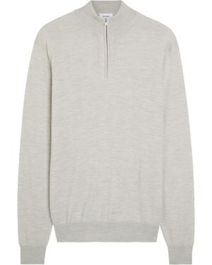 Les Deux Greyson Half-Zip Merino Wool Jumper - White