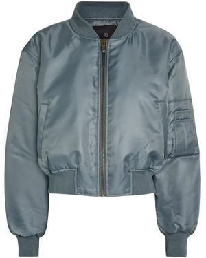 Anine Bing Leon Padded Satin-Twill Cropped Bomber Jacket - Blue