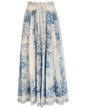 Zimmermann Wanderlust Printed Cotton Maxi Skirt - Blue