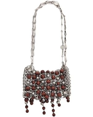 Rabanne 1969 Nano Bead Metal Disc Shoulder Bag - White