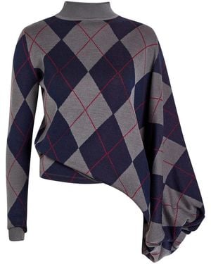 A.W.A.K.E. MODE Argyle Wool Jumper - Blue