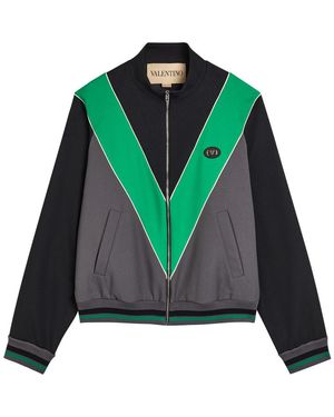 Valentino Garavani Colour-Blocked Twill Track Jacket - Green