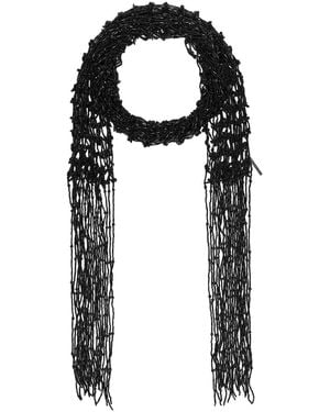 Dries Van Noten Fringed Beaded Scarf Necklace - Black