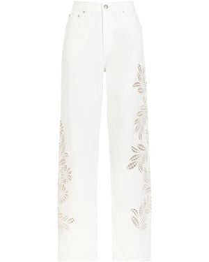 Rag & Bone Shea Embroidered Straight-Leg Jeans - White