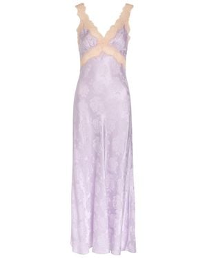 Ronny Kobo Bryn Floral-Jacquard Silk-Blend Midi Dress - Purple