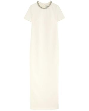 Roland Mouret Crystal-Embellished Crepe Maxi Dress - White