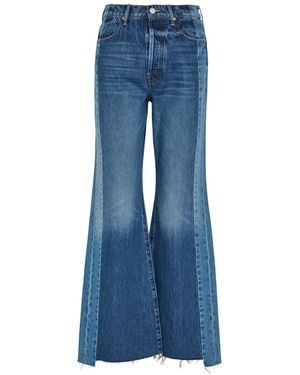 Mother The Tux Sidestepper Sneak Fray Wide-Leg Jeans - Blue