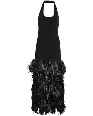 Aje. Elva Fringed-Raffia Knit Maxi Dress - Black