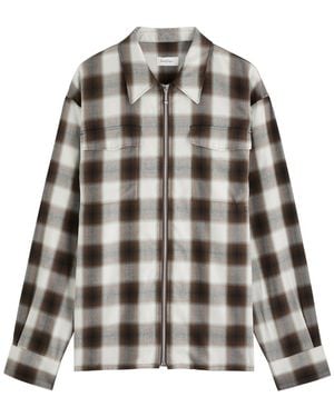 Second Layer Zip Relaxed Long Sleeve Cotton-Blend Shirt - Brown