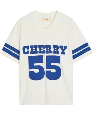 CHERRY LA Appliquéd Cotton Football T-Shirt - Blue