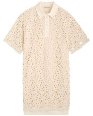 Moncler Embroidered Cotton Mini Shirt Dress - Natural