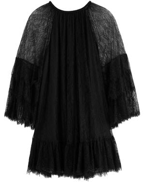 Alice + Olivia Delia Ruffled Lace Mini Dress - Black