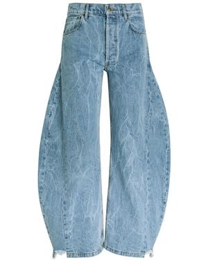 A.W.A.K.E. MODE Washed Barrel-Leg Jeans - Blue