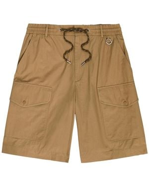 Moncler Drawstring Cotton-Poplin Cargo Shorts - Natural