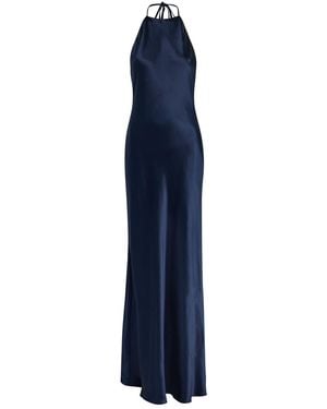 Reformation Jeany Halterneck Silk Gown - Blue