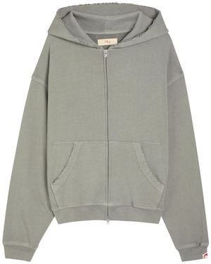 CHERRY LA Distressed Hooded Cotton Sweatshirt - Grey