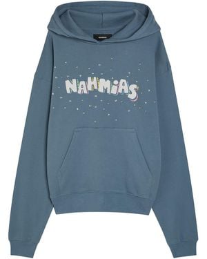 NAHMIAS Flower Trip Printed Hooded Cotton Sweatshirt - Blue
