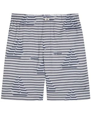 Jacquemus Le Short Caleçon Striped Jacquard Cotton Shorts - Blue