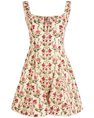 Agua Bendita Moriche Canna Floral-Print Cotton Mini Dress - White