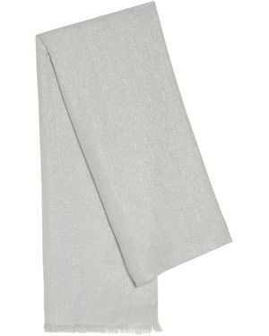 Brunello Cucinelli Lamé Cashmere-Blend Scarf - White