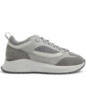 Cleens Essential Runner Evo Panelled Suede Trainers - Grey