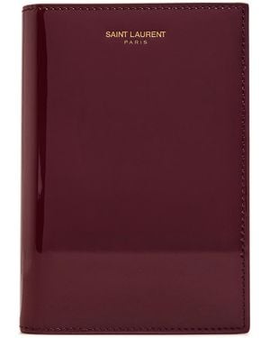 Saint Laurent Logo-Stamped Patent Leather Passport Holder - Purple