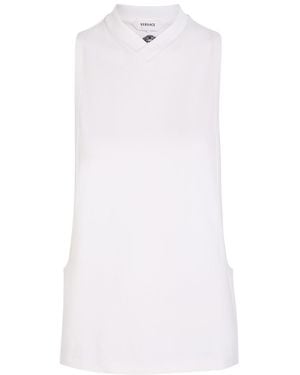 Versace Open Side Stretch-Cotton Tank Top - White